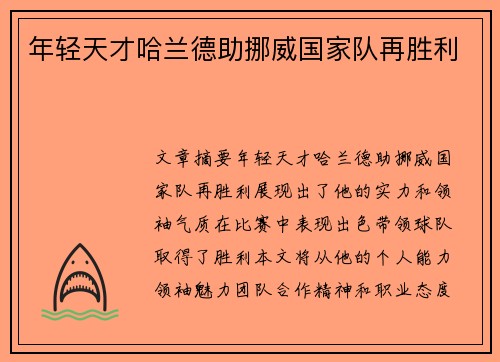 年轻天才哈兰德助挪威国家队再胜利